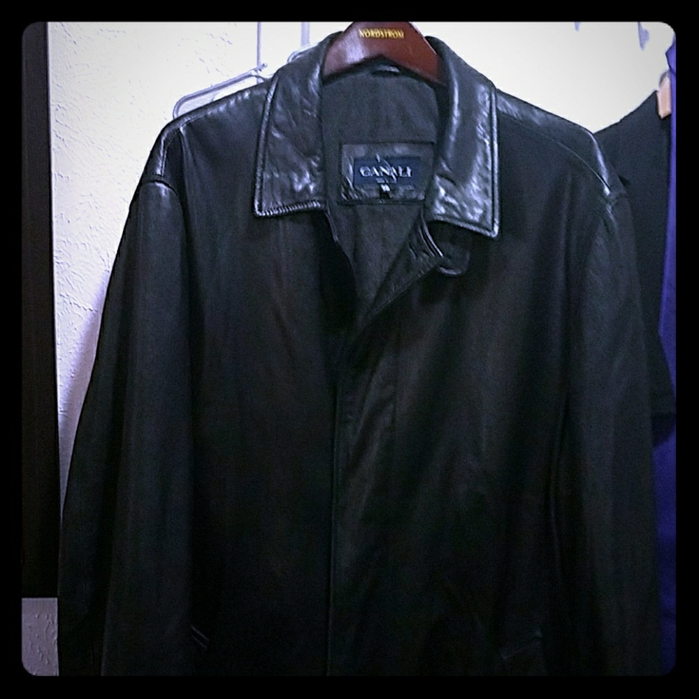 Canali xxl leather jacket